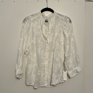 Anthropologie M Pilcro The Whitney Embroidered Trapeze Buttondown Shirt NWT